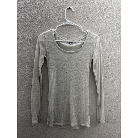 Express Womens Shirt Size Small Off-White Long Sleeve Semi Sheer - Picture 1 of 11